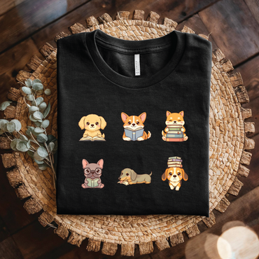 Dog Lover shirt - Cute Reading Puppies T-Shirt, Cute Bookworm Dog Lover