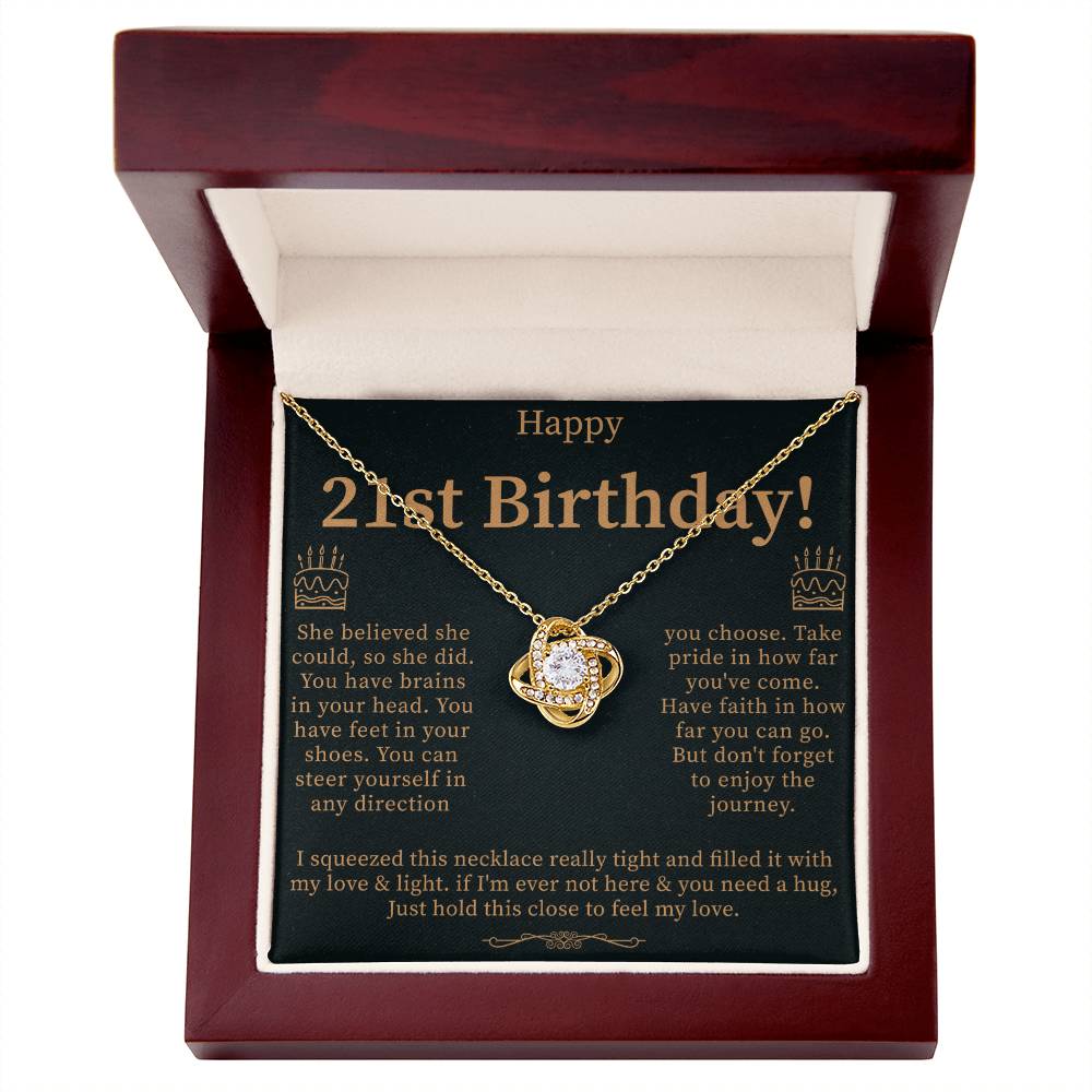daughter necklace displayed with a loving 21st birthday message card
