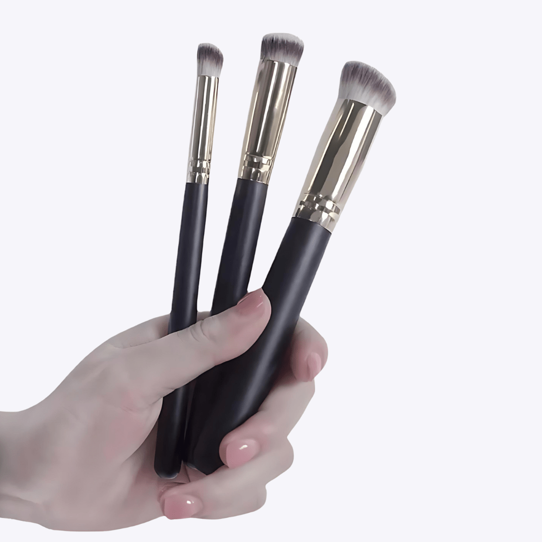 3 Piece Soft Hair Makeup Brush Set – Foundation, Concealer, and Mask Brushes - Beauty Belliss