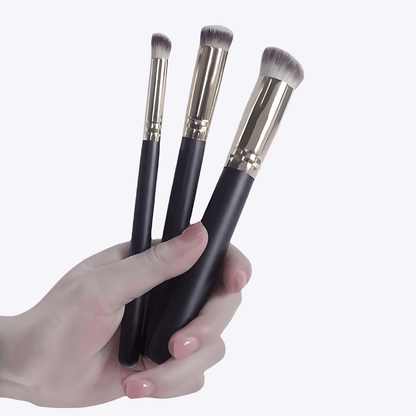 3 Piece Soft Hair Makeup Brush Set – Foundation, Concealer, and Mask Brushes - Beauty Belliss