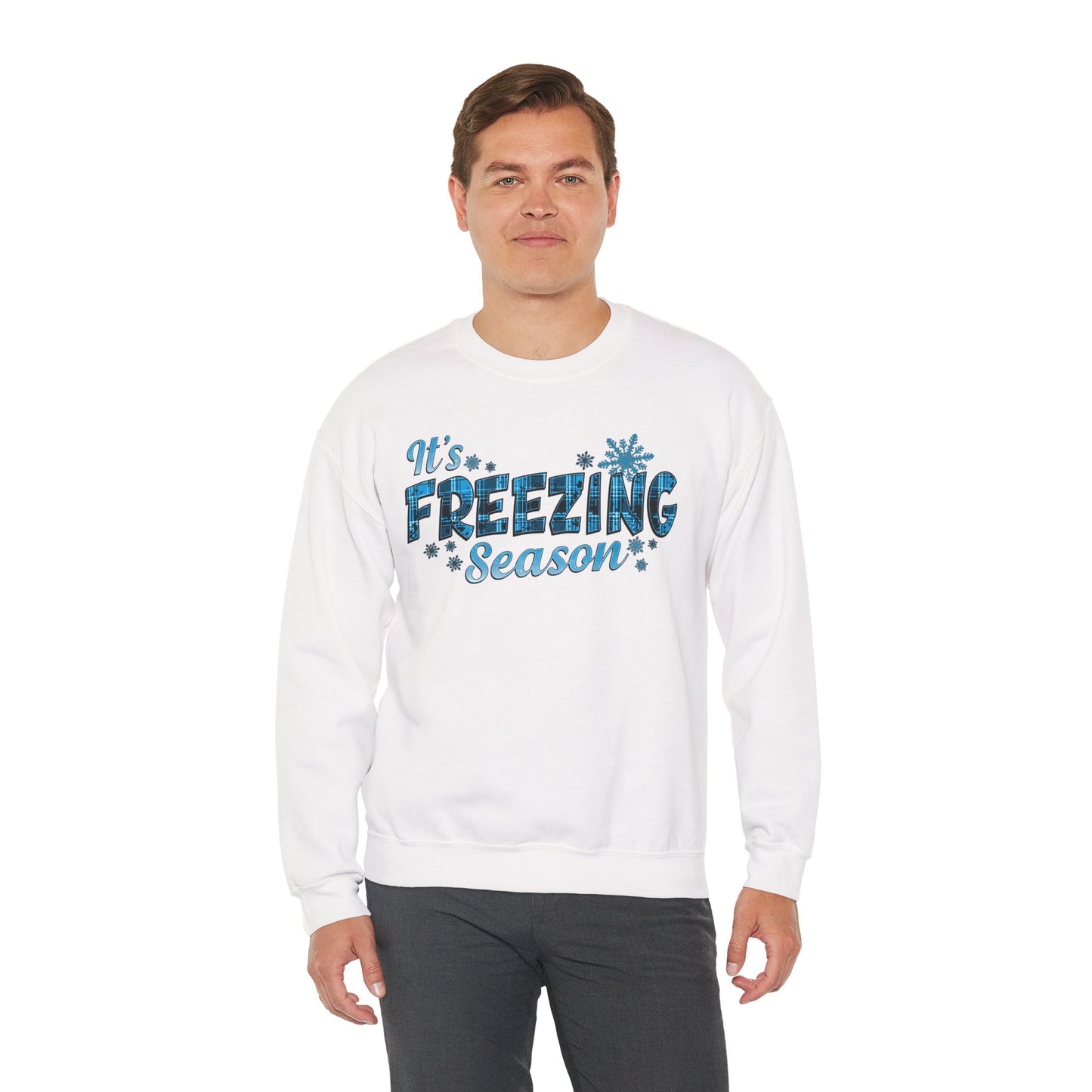 It's Freezing Season Sweatshirt — Cozy Winter Quotes, Winter Pullover Gift