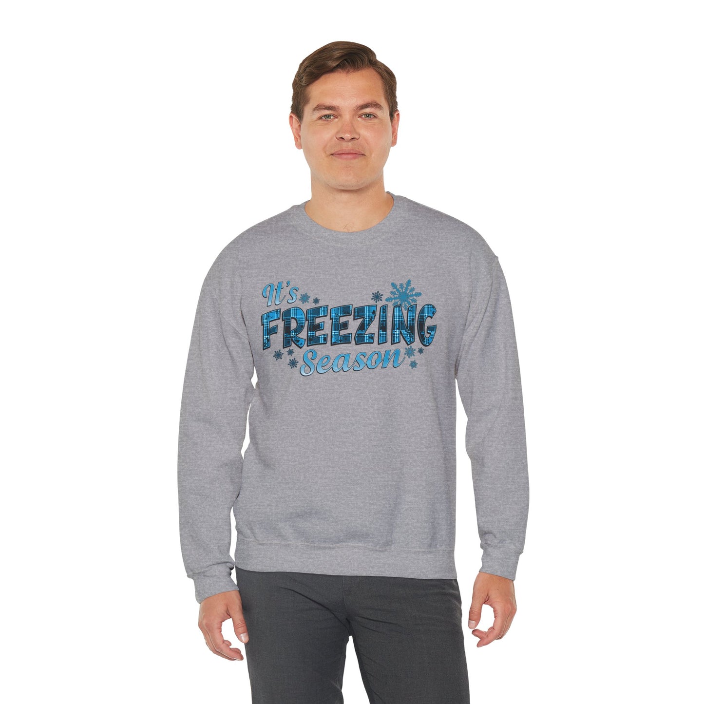 It's Freezing Season Sweatshirt — Cozy Winter Quotes, Winter Pullover Gift
