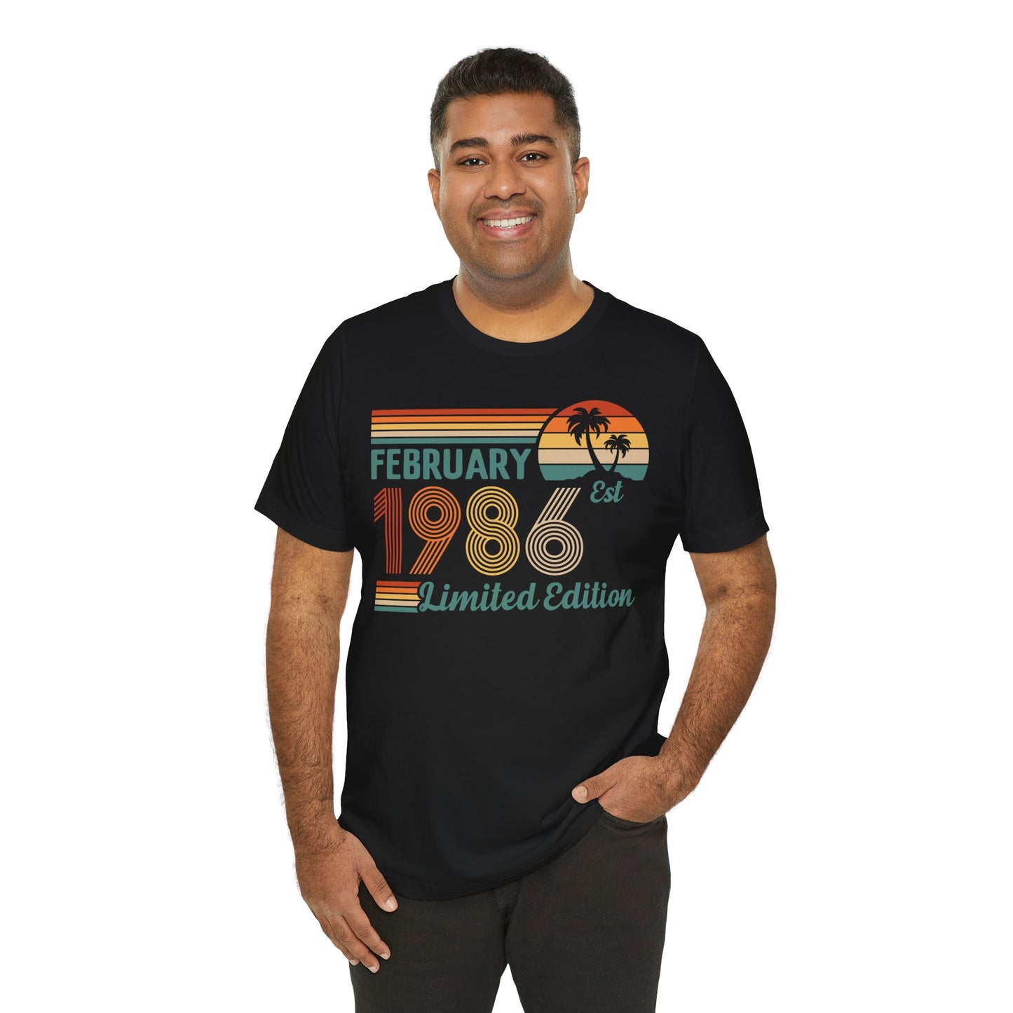 February 1986 Retro Sunset T-Shirt - Limited Edition Birthday shirt, Classic Birthday Gift