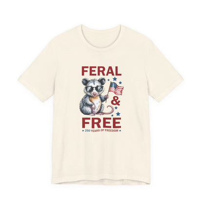 Feral & Free Raccoon shirt - Patriotic 4th of July Freedom T‑Shirt, Patriotic Animal Shirt