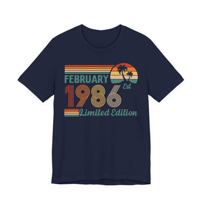 February 1986 Retro Sunset T-Shirt - Limited Edition Birthday shirt, Classic Birthday Gift