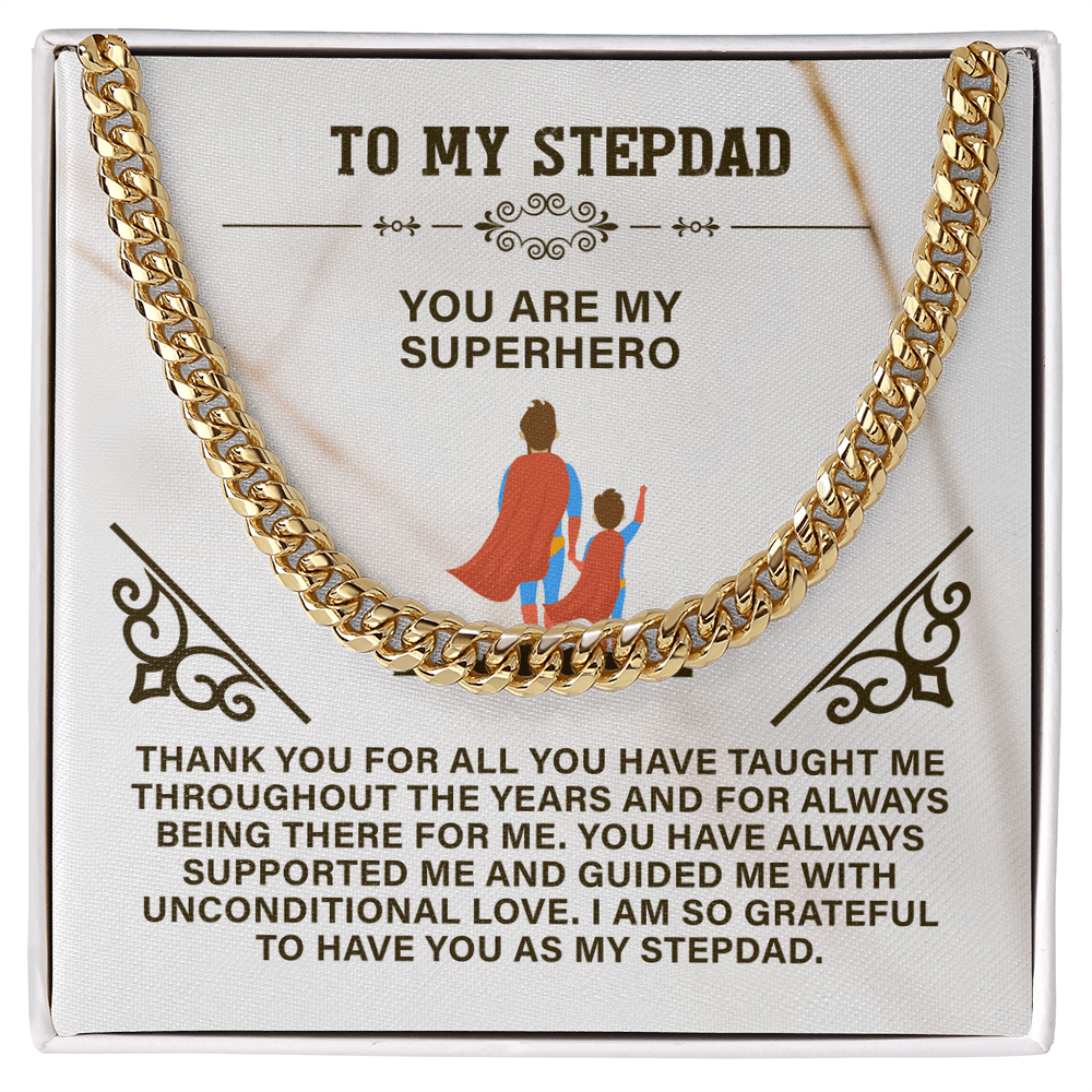 Amazing Step Dad, Thanks for putting up with my Mom - Cuban Link Chain Necklace | Father's Day Step Dad Gift | Birthday Gift for Step Dad | Bonus Dad Gift - Beauty Belliss