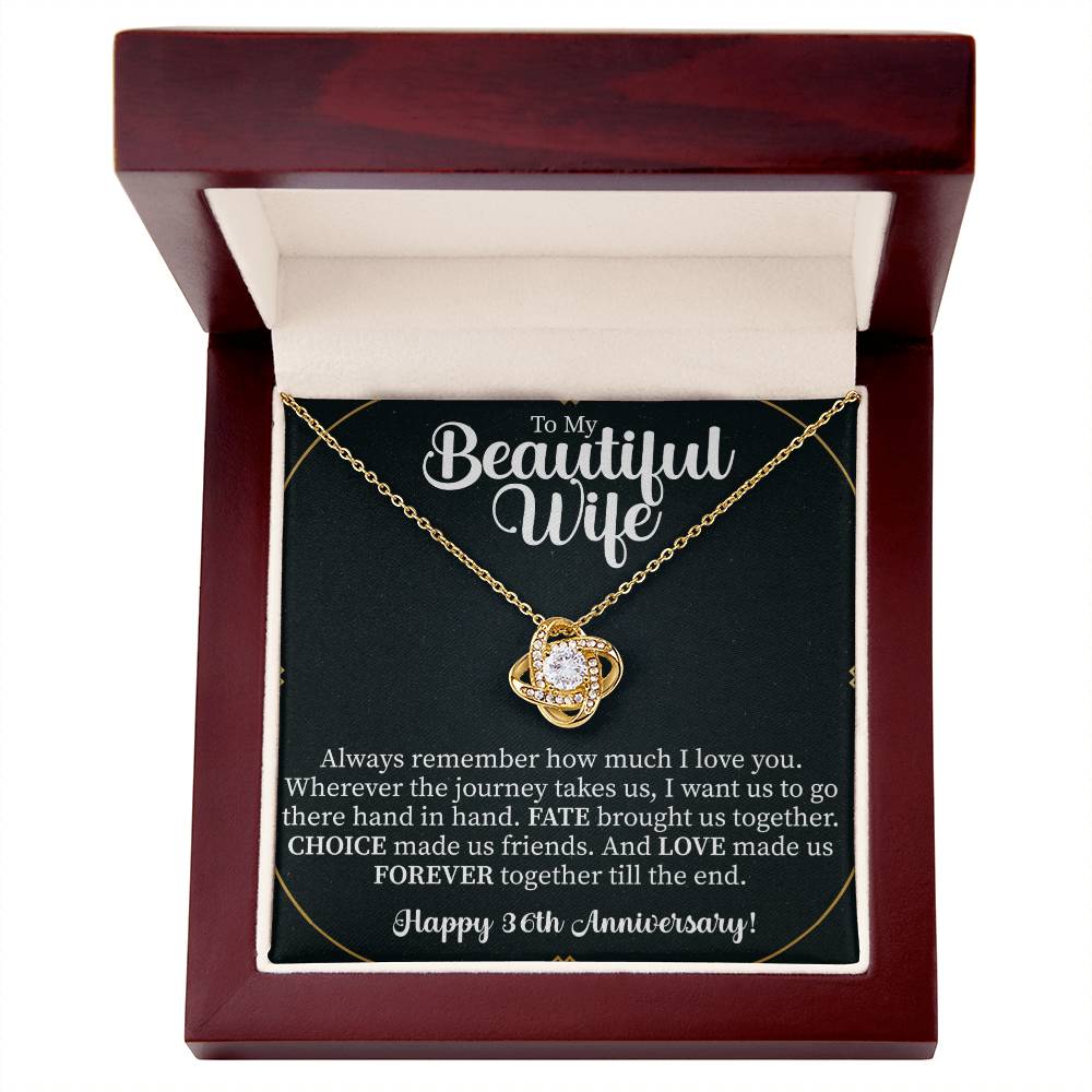 love knot necklace displayed as a heartfelt anniversary keepsake for couples