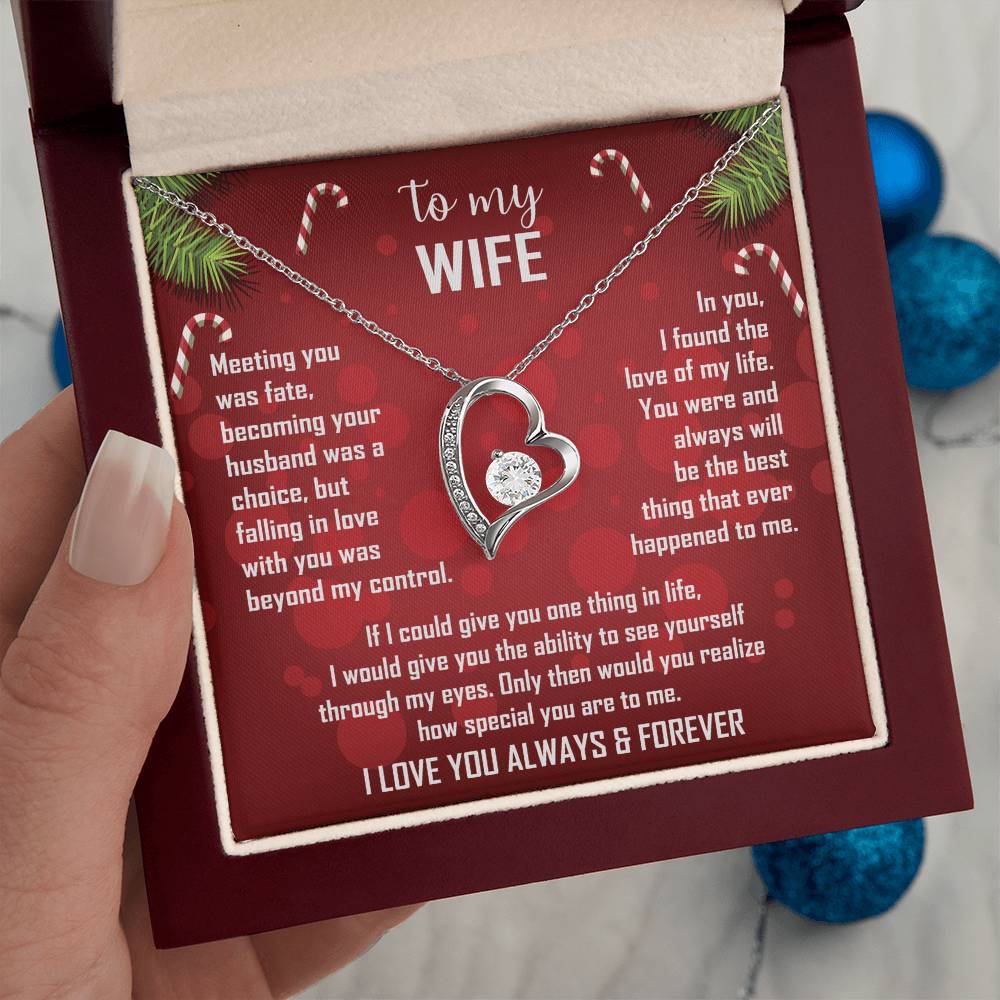 Wife Gift Forever Love Necklace – To My Wife – Sentimental Love Jewelry for Anniversary, Christmas or Valentine's Day