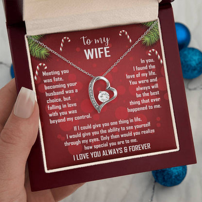 Wife Gift Forever Love Necklace – To My Wife – Sentimental Love Jewelry for Anniversary, Christmas or Valentine's Day