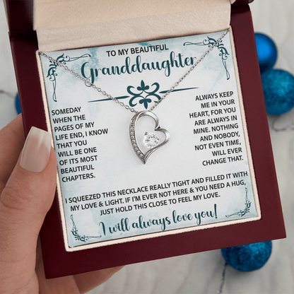 To My Beautiful Granddaughter Forever Love Necklace – Meaningful Gift from Grandparents – Birthday or Graduation Jewelry