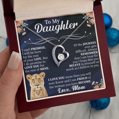 To My Daughter Forever Love Necklace, Daughter Gift from Mom Dad, Heart Necklace for Daughter, Meaningful Jewelry with Card, Birthday Gift for Her