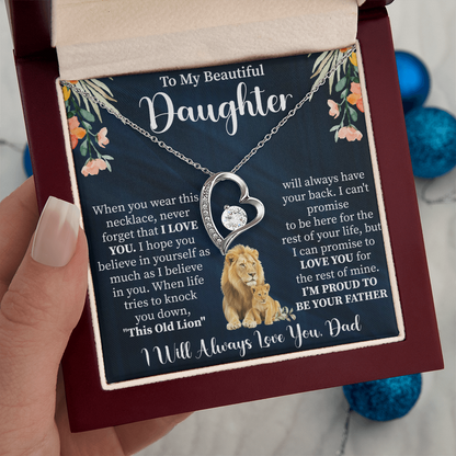 To My Beautiful Daughter Forever Love Necklace, Gift for Daughter from Mom Dad, Heart Pendant with Message Card, Meaningful Daughter Jewelry