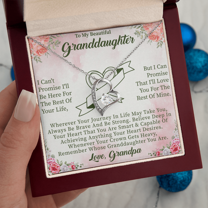 To My Beautiful Granddaughter Forever Love Necklace – Meaningful Gift from Grandparents – Birthday or Graduation Jewelry