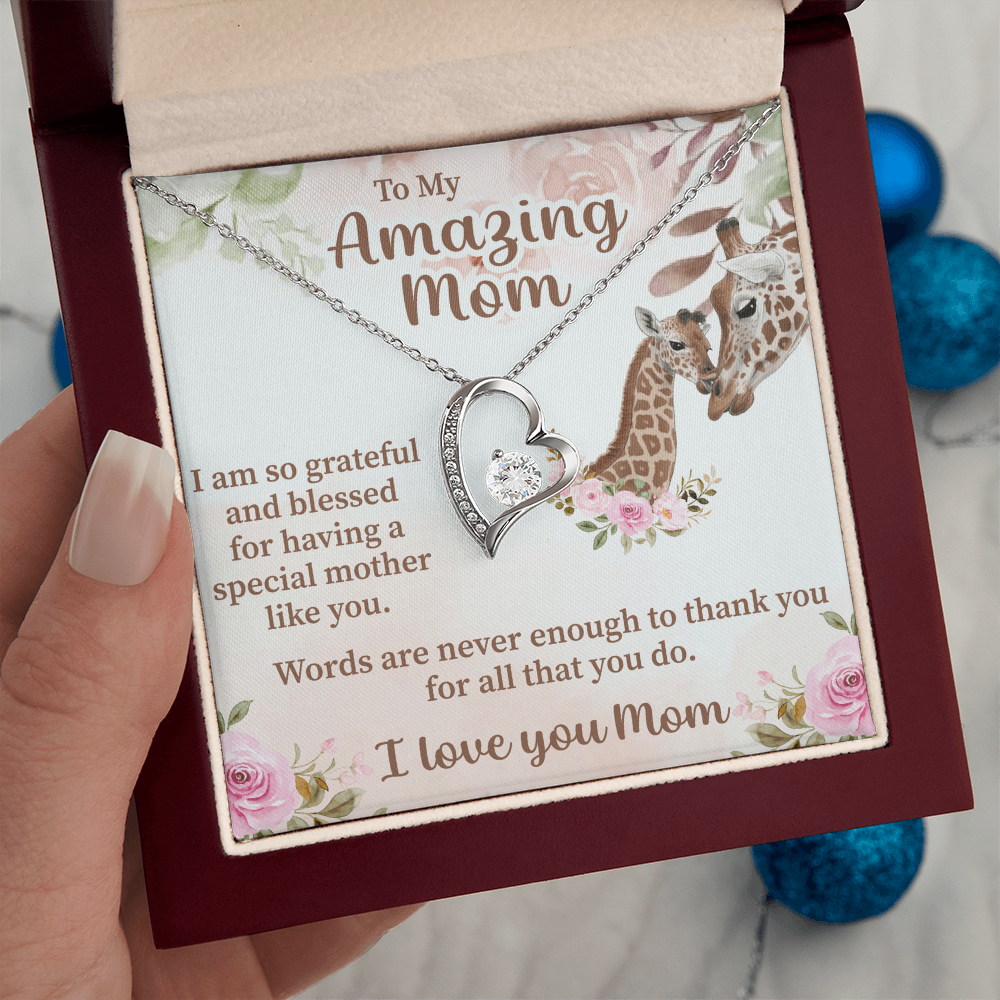 To My Amazing Mom Forever Love Necklace – Meaningful Gift for Mother – Birthday, Mother's Day, or Christmas Jewelry