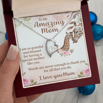 To My Amazing Mom Forever Love Necklace – Meaningful Gift for Mother – Birthday, Mother's Day, or Christmas Jewelry