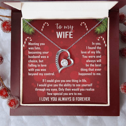 Wife Gift Forever Love Necklace – To My Wife – Sentimental Love Jewelry for Anniversary, Christmas or Valentine's Day
