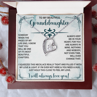 To My Beautiful Granddaughter Forever Love Necklace – Meaningful Gift from Grandparents – Birthday or Graduation Jewelry