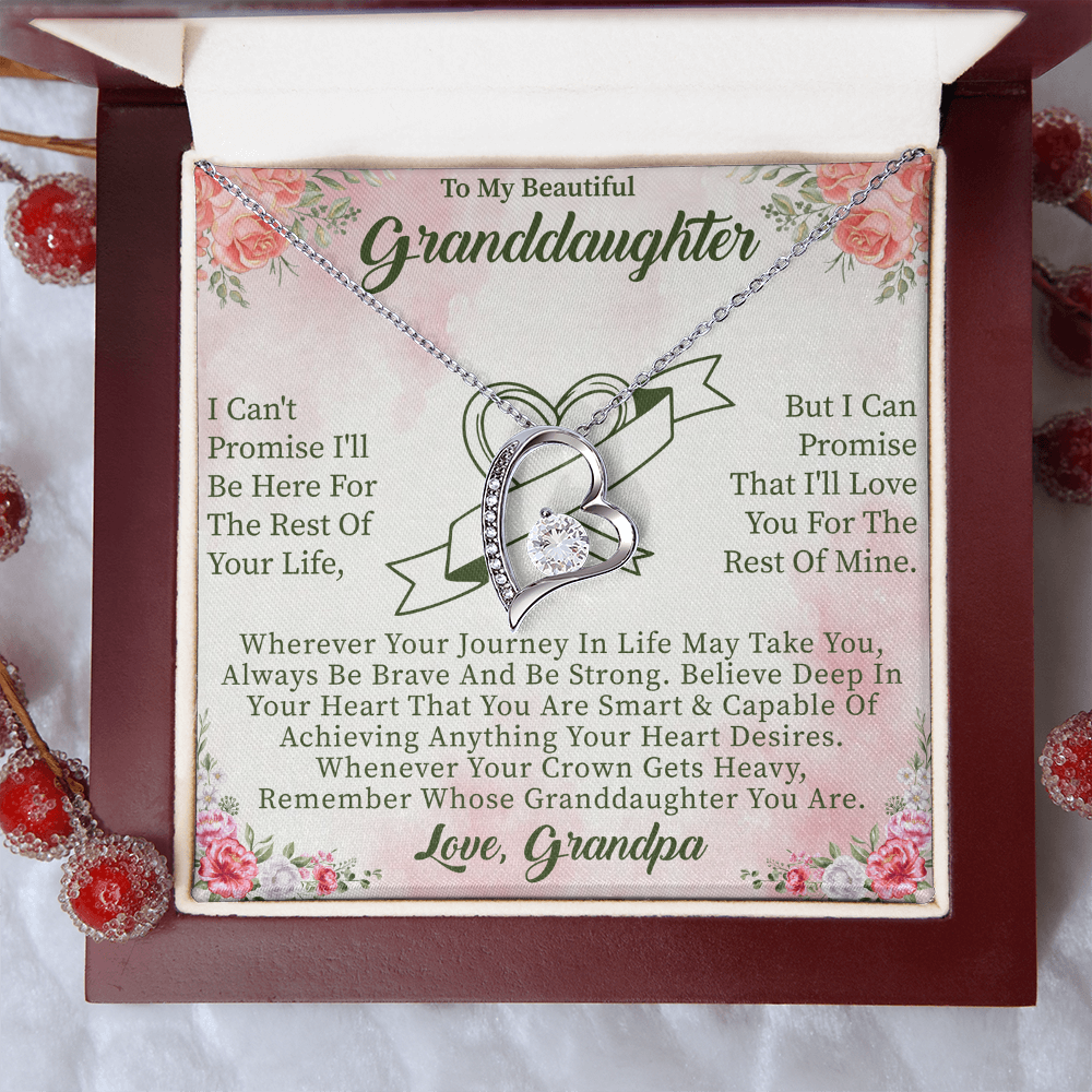 To My Beautiful Granddaughter Forever Love Necklace – Meaningful Gift from Grandparents – Birthday or Graduation Jewelry