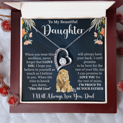 To My Beautiful Daughter Forever Love Necklace, Gift for Daughter from Mom Dad, Heart Pendant with Message Card, Meaningful Daughter Jewelry