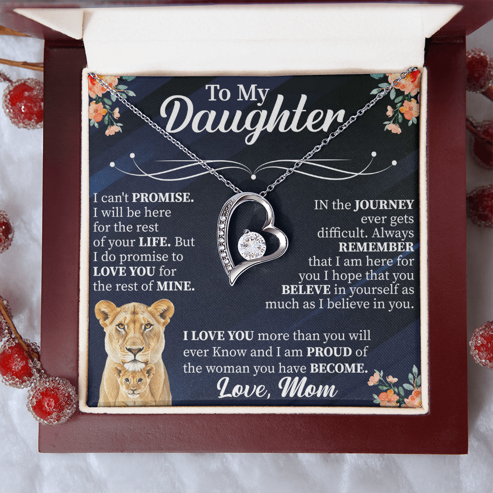 To My Daughter Forever Love Necklace, Daughter Gift from Mom Dad, Heart Necklace for Daughter, Meaningful Jewelry with Card, Birthday Gift for Her