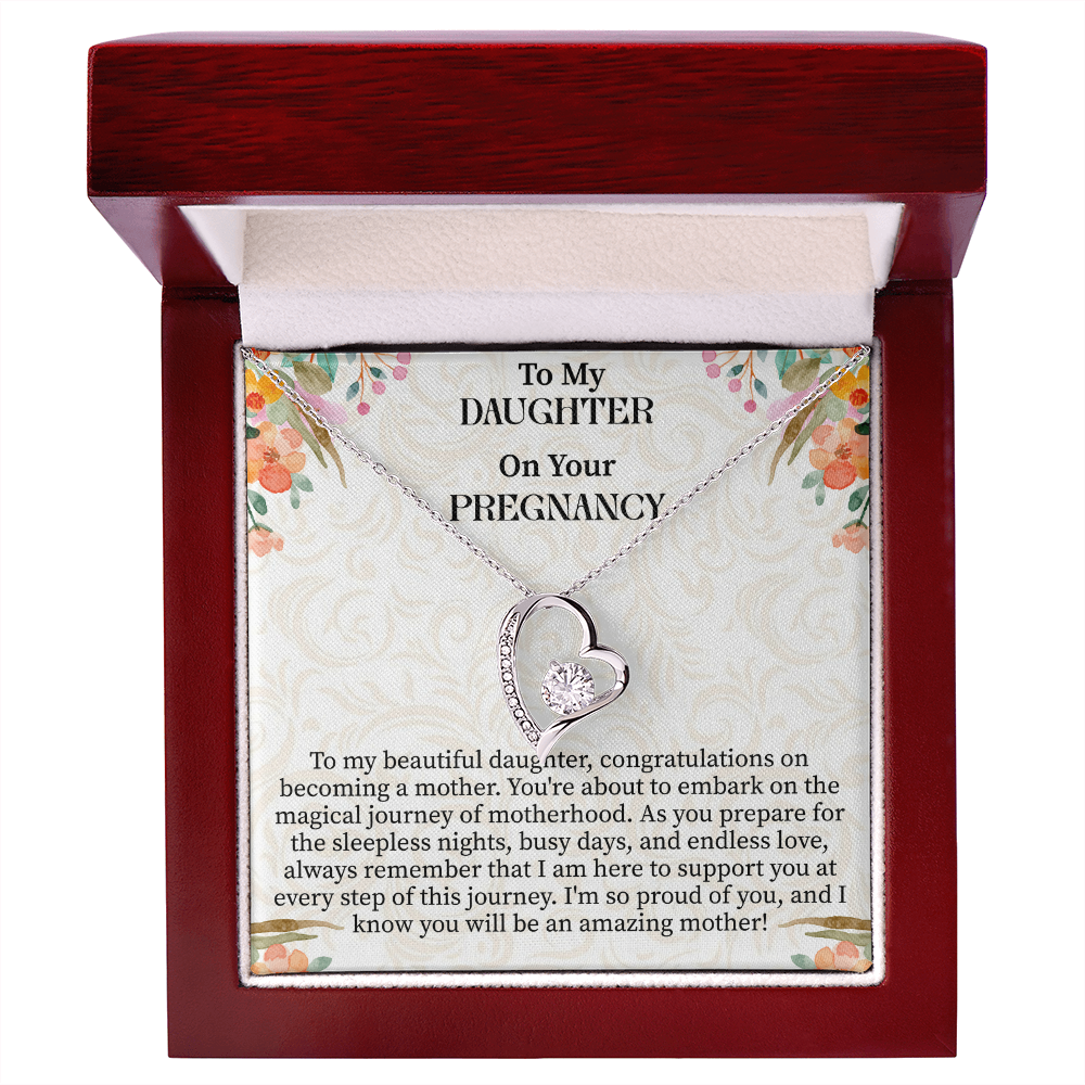 To My Daughter on Your Pregnancy Forever Love Necklace – Meaningful Mom-to-Be Gift – Pregnancy Announcement Jewelry with Message Card