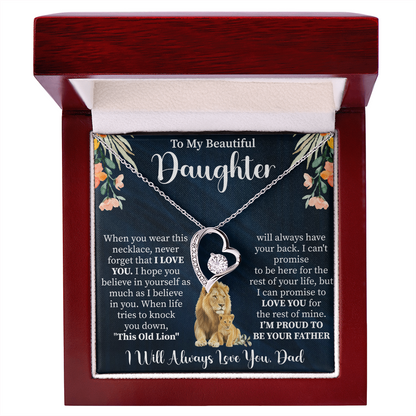 To My Beautiful Daughter Forever Love Necklace, Gift for Daughter from Mom Dad, Heart Pendant with Message Card, Meaningful Daughter Jewelry