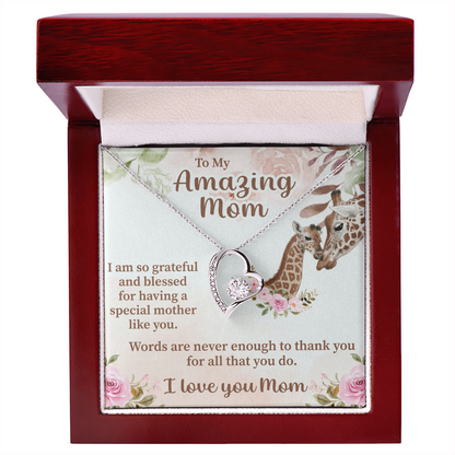 To My Amazing Mom Forever Love Necklace – Meaningful Gift for Mother – Birthday, Mother's Day, or Christmas Jewelry