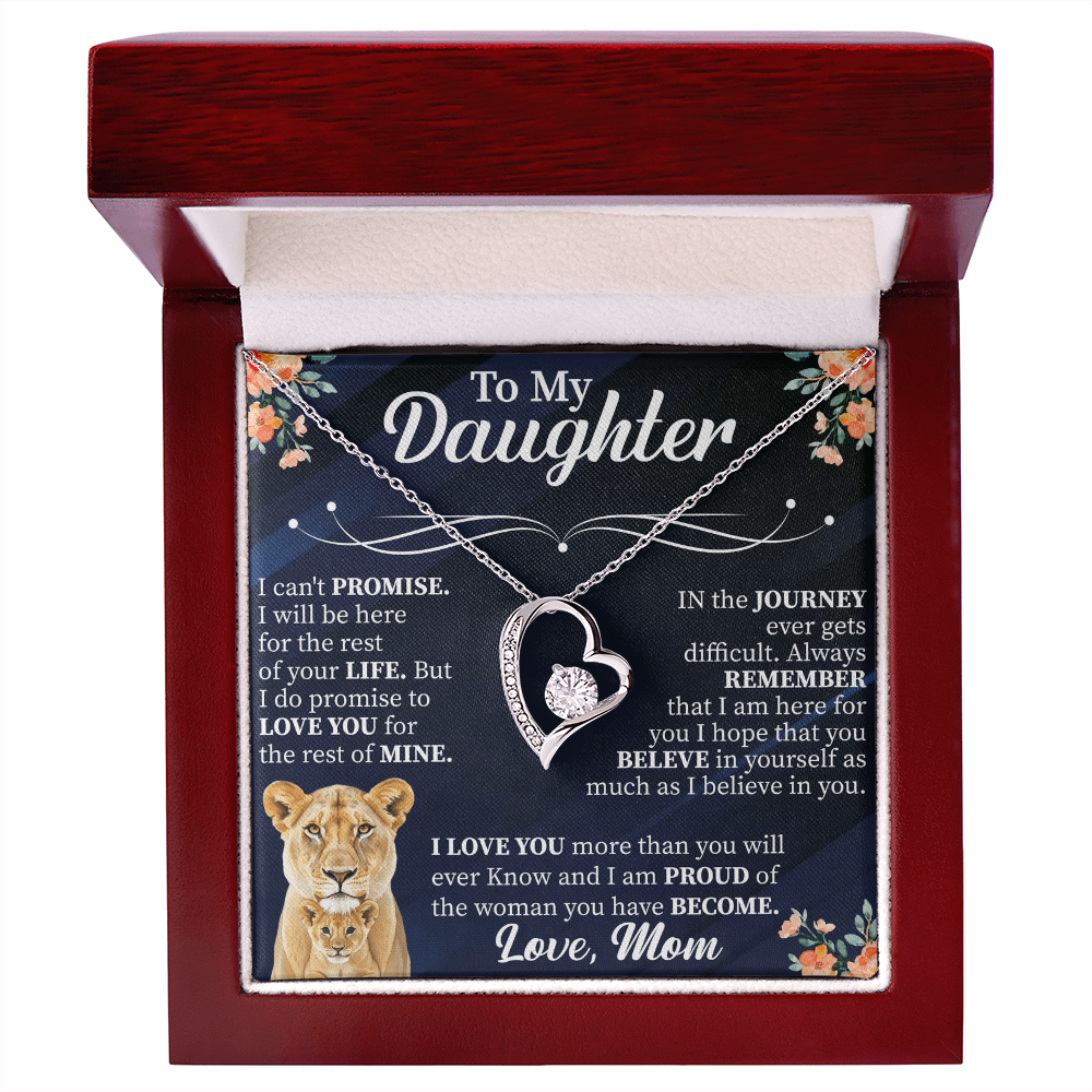 To My Daughter Forever Love Necklace, Daughter Gift from Mom Dad, Heart Necklace for Daughter, Meaningful Jewelry with Card, Birthday Gift for Her