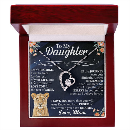 To My Daughter Forever Love Necklace, Daughter Gift from Mom Dad, Heart Necklace for Daughter, Meaningful Jewelry with Card, Birthday Gift for Her