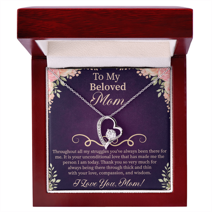 To My Beloved Mom Forever Love Necklace – Meaningful Gift for Mother – Mother's Day, Birthday, or Christmas Jewelry