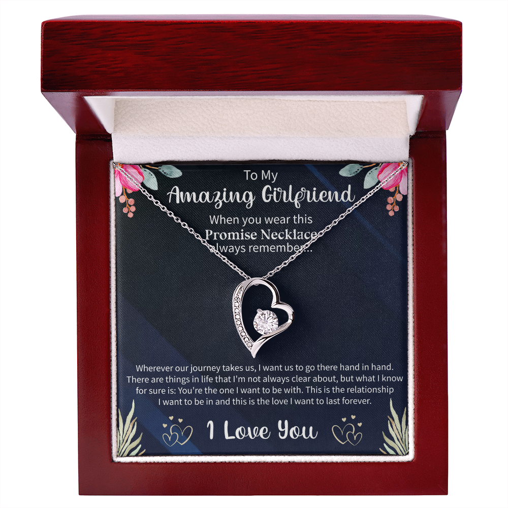 Forever Love Necklace for Girlfriend – To My Amazing Girlfriend Gift – Meaningful Romantic Jewelry with Message Card