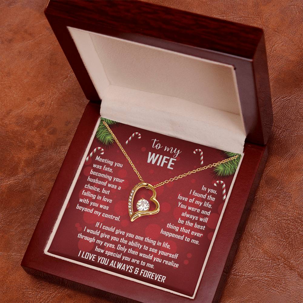 Wife Gift Forever Love Necklace – To My Wife – Sentimental Love Jewelry for Anniversary, Christmas or Valentine's Day
