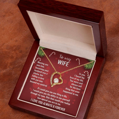Wife Gift Forever Love Necklace – To My Wife – Sentimental Love Jewelry for Anniversary, Christmas or Valentine's Day