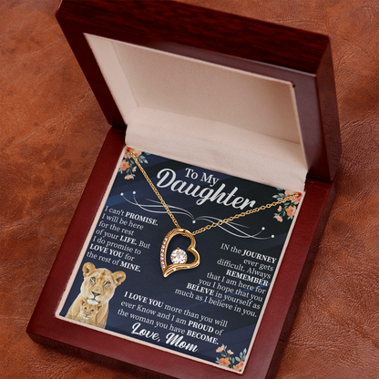 To My Daughter Forever Love Necklace, Daughter Gift from Mom Dad, Heart Necklace for Daughter, Meaningful Jewelry with Card, Birthday Gift for Her