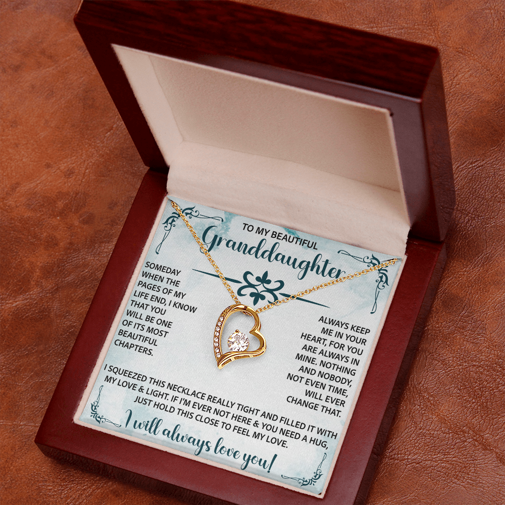 To My Beautiful Granddaughter Forever Love Necklace – Meaningful Gift from Grandparents – Birthday or Graduation Jewelry