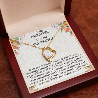 To My Daughter on Your Pregnancy Forever Love Necklace – Meaningful Mom-to-Be Gift – Pregnancy Announcement Jewelry with Message Card