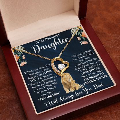 To My Beautiful Daughter Forever Love Necklace, Gift for Daughter from Mom Dad, Heart Pendant with Message Card, Meaningful Daughter Jewelry