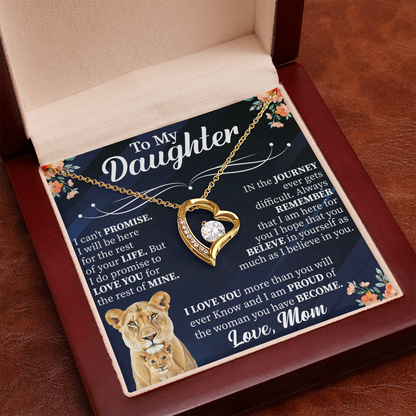 To My Daughter Forever Love Necklace, Daughter Gift from Mom Dad, Heart Necklace for Daughter, Meaningful Jewelry with Card, Birthday Gift for Her