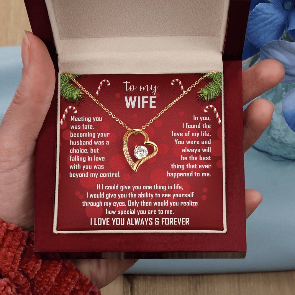 Wife Gift Forever Love Necklace – To My Wife – Sentimental Love Jewelry for Anniversary, Christmas or Valentine's Day