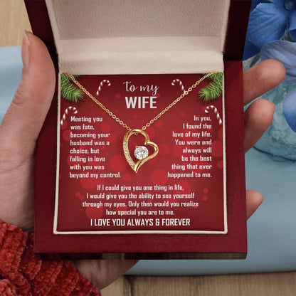 Wife Gift Forever Love Necklace – To My Wife – Sentimental Love Jewelry for Anniversary, Christmas or Valentine's Day