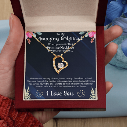 Forever Love Necklace for Girlfriend – To My Amazing Girlfriend Gift – Meaningful Romantic Jewelry with Message Card