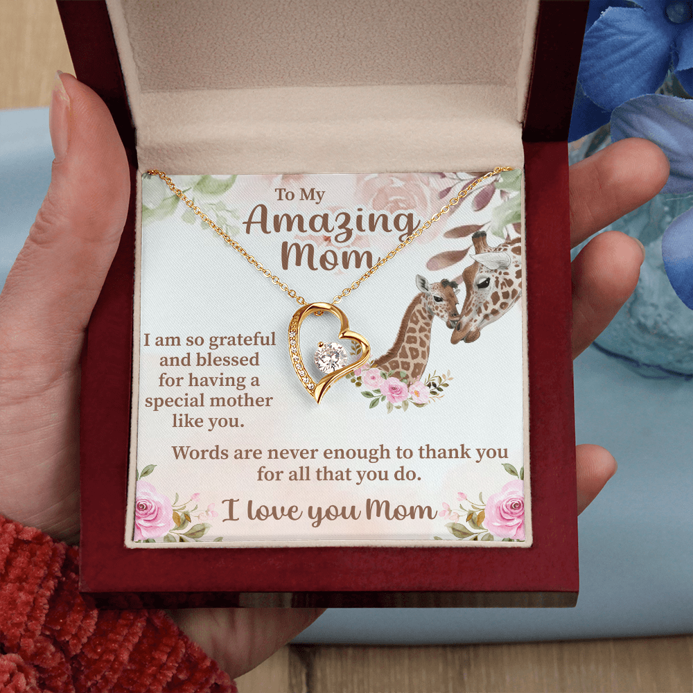 To My Amazing Mom Forever Love Necklace – Meaningful Gift for Mother – Birthday, Mother's Day, or Christmas Jewelry