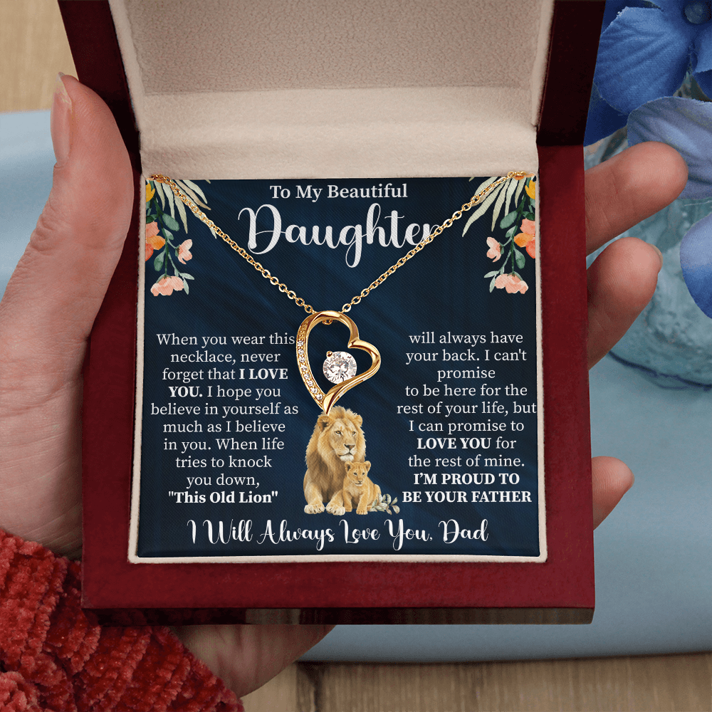 To My Beautiful Daughter Forever Love Necklace, Gift for Daughter from Mom Dad, Heart Pendant with Message Card, Meaningful Daughter Jewelry