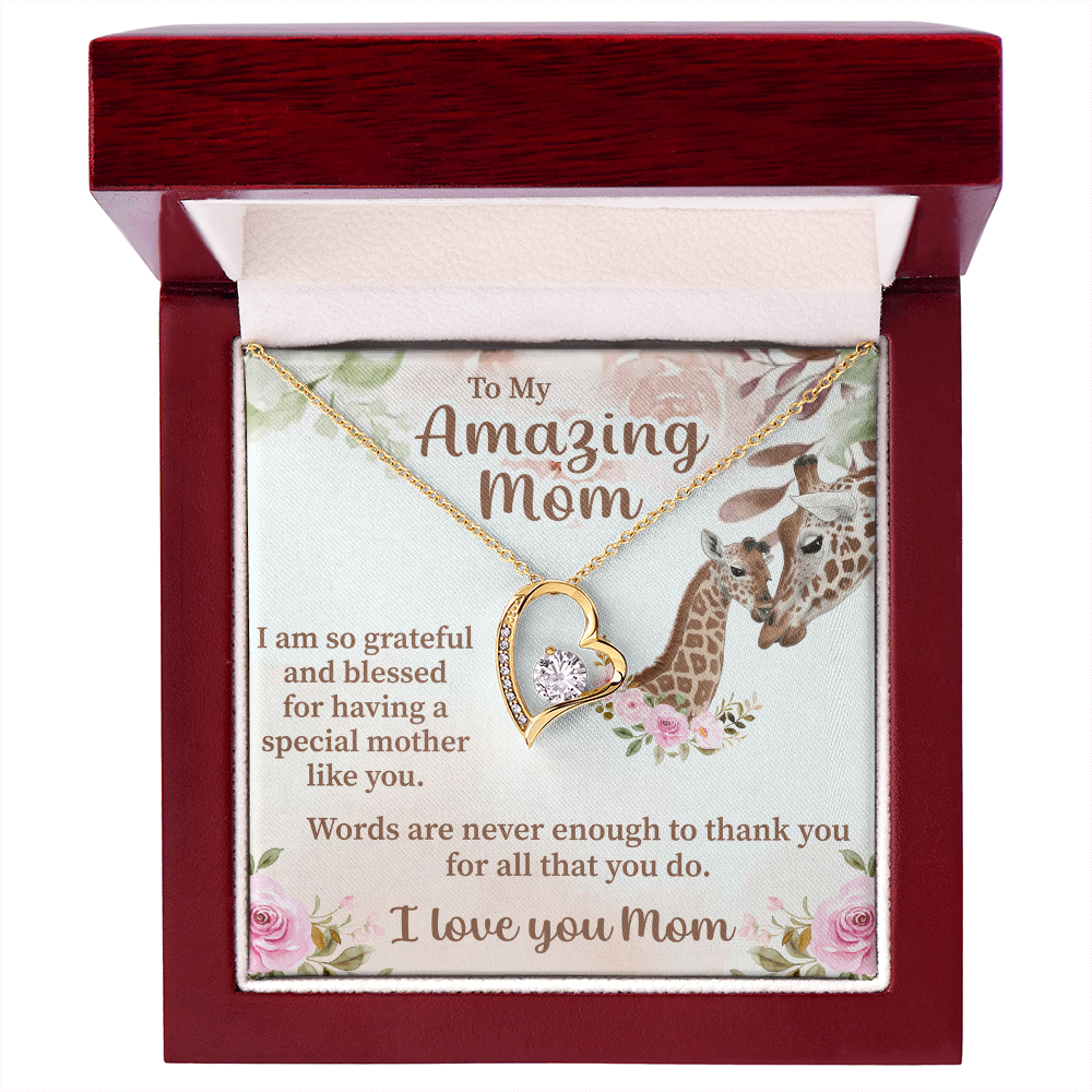 To My Amazing Mom Forever Love Necklace – Meaningful Gift for Mother – Birthday, Mother's Day, or Christmas Jewelry