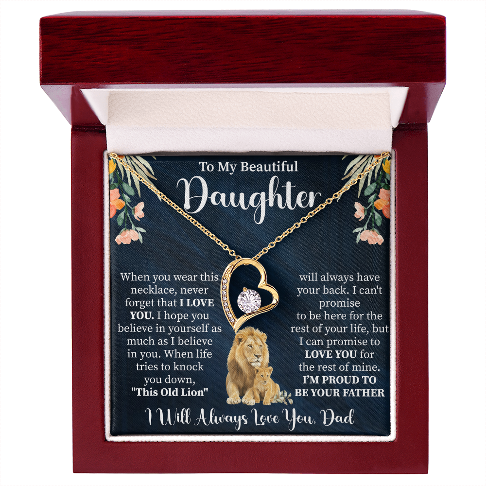 To My Beautiful Daughter Forever Love Necklace, Gift for Daughter from Mom Dad, Heart Pendant with Message Card, Meaningful Daughter Jewelry