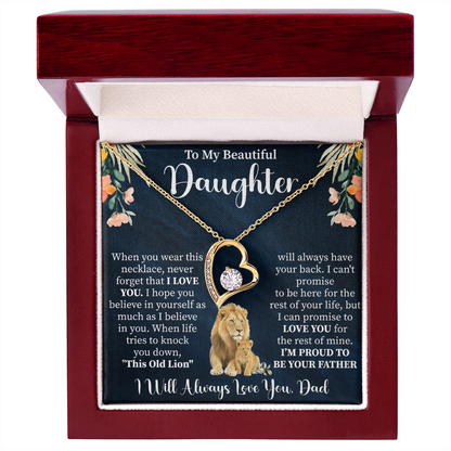 To My Beautiful Daughter Forever Love Necklace, Gift for Daughter from Mom Dad, Heart Pendant with Message Card, Meaningful Daughter Jewelry
