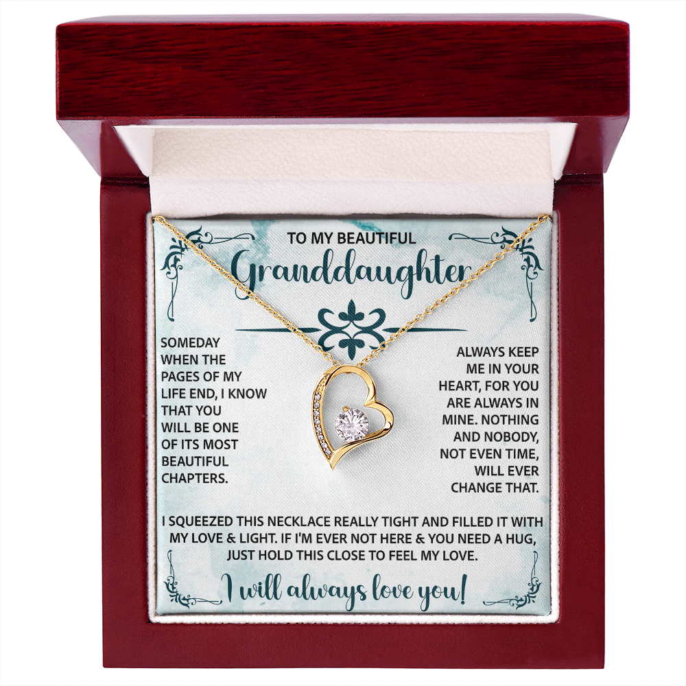 To My Beautiful Granddaughter Forever Love Necklace – Meaningful Gift from Grandparents – Birthday or Graduation Jewelry