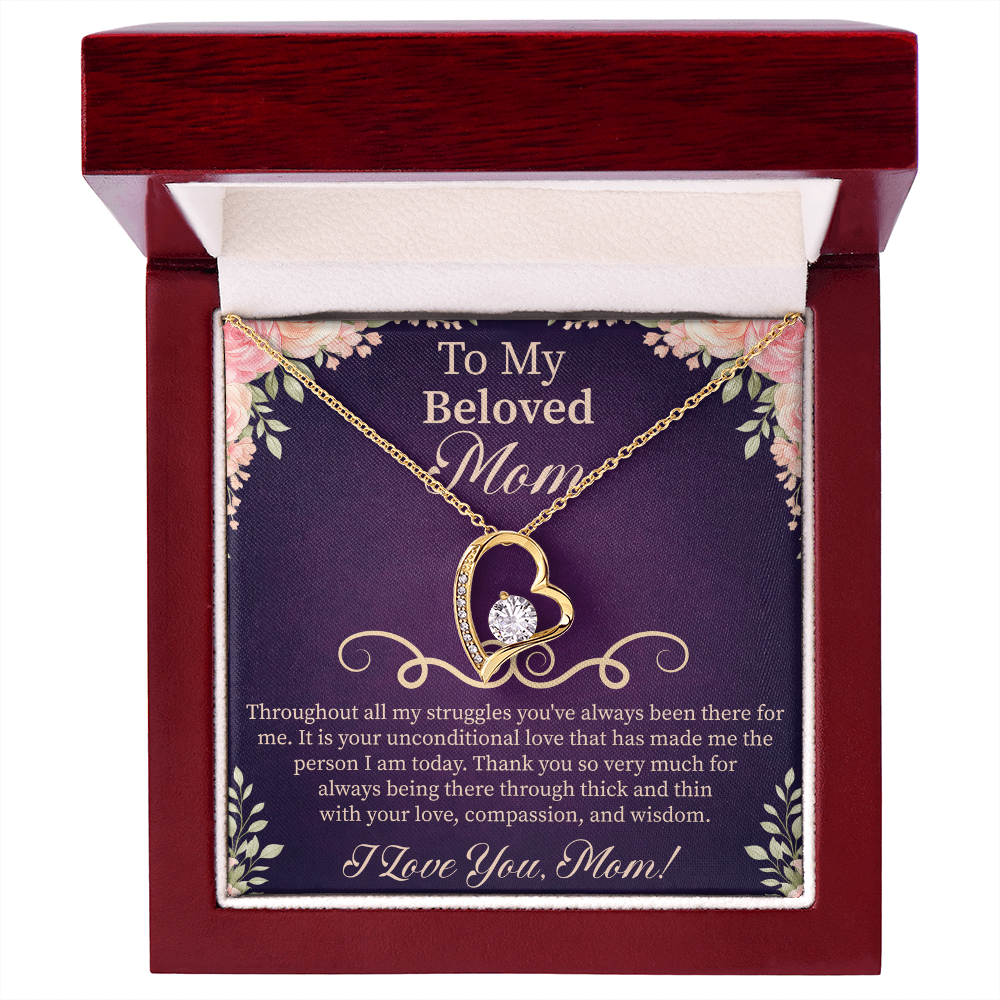 To My Beloved Mom Forever Love Necklace – Meaningful Gift for Mother – Mother's Day, Birthday, or Christmas Jewelry