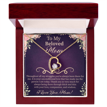 To My Beloved Mom Forever Love Necklace – Meaningful Gift for Mother – Mother's Day, Birthday, or Christmas Jewelry