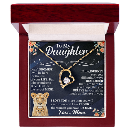To My Daughter Forever Love Necklace, Daughter Gift from Mom Dad, Heart Necklace for Daughter, Meaningful Jewelry with Card, Birthday Gift for Her